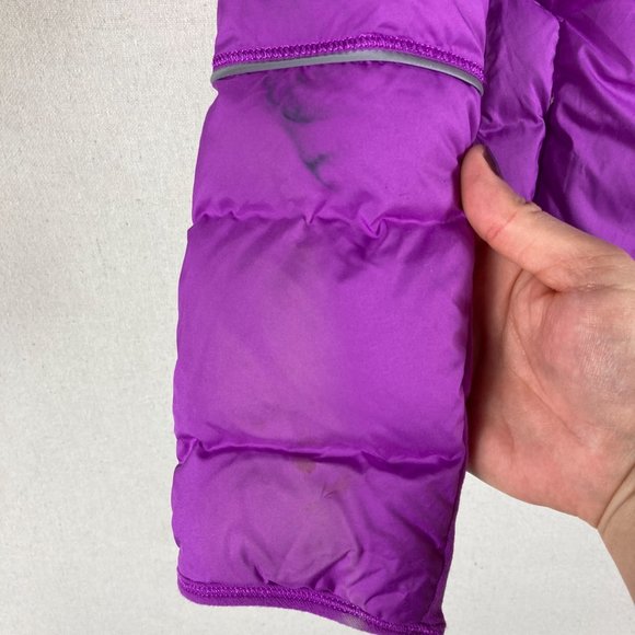 Lululemon Ivivva Girls Goose Down Pullover Puffer Jacket Hooded Purple Size 12 - Picture 8 of 12